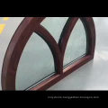 Fantastic arched oak wood window frame with carved glass for house